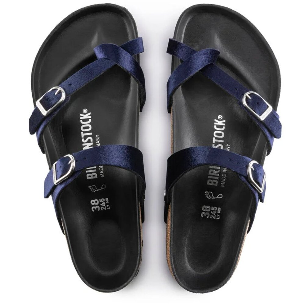 Birkenstock Mayari Rivet Logo Midnight Blue Velvet Sandals
